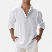 Men's Long Sleeve Linen Shirt – Lightweight, Breathable Fabric for Summer Comfort and Versatile Styling