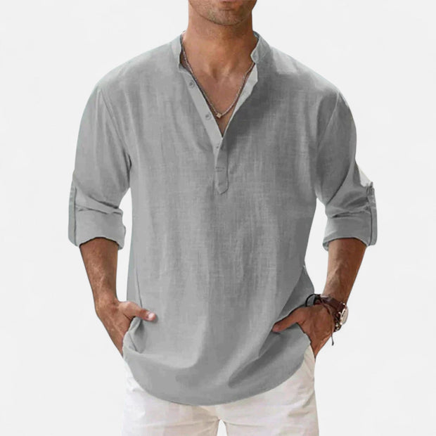 Men's Long Sleeve Linen Shirt – Lightweight, Breathable Fabric for Summer Comfort and Versatile Styling