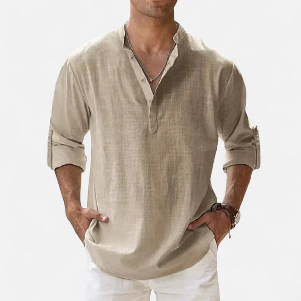 Men's Long Sleeve Linen Shirt – Lightweight, Breathable Fabric for Summer Comfort and Versatile Styling