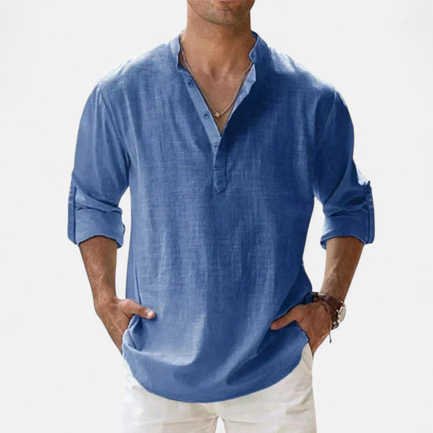 Men's Long Sleeve Linen Shirt – Lightweight, Breathable Fabric for Summer Comfort and Versatile Styling