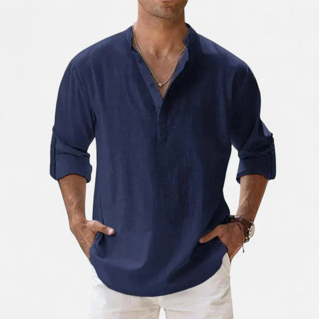 Men's Long Sleeve Linen Shirt – Lightweight, Breathable Fabric for Summer Comfort and Versatile Styling