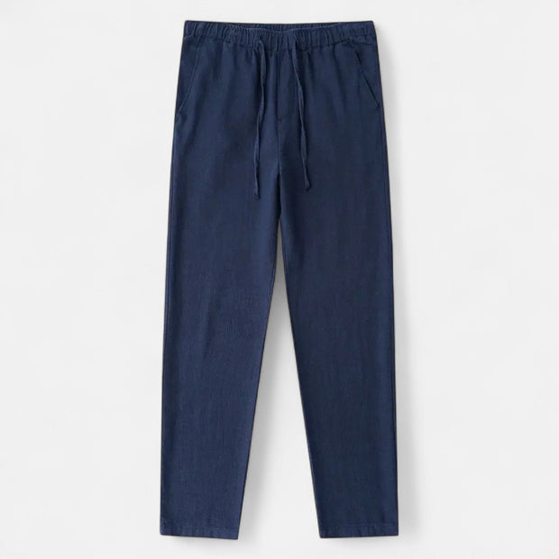 Men's Loose Fit Linen Trousers – Breathable Summer Pants with Elasticated Waistband for Comfort