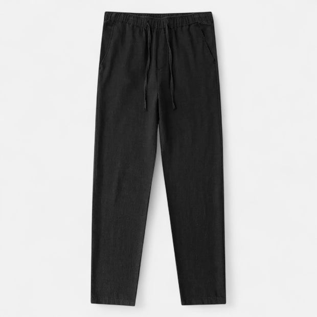 Men's Loose Fit Linen Trousers – Breathable Summer Pants with Elasticated Waistband for Comfort