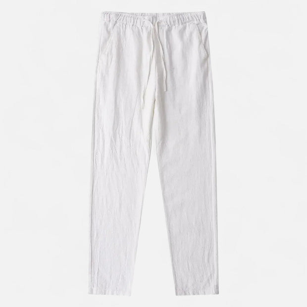Men's Loose Fit Linen Trousers – Breathable Summer Pants with Elasticated Waistband for Comfort