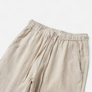 Men's Loose Fit Linen Trousers – Breathable Summer Pants with Elasticated Waistband for Comfort