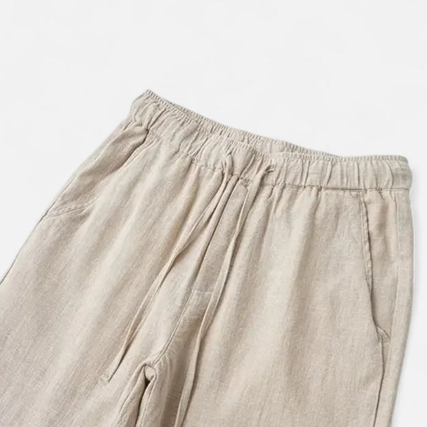 Men's Loose Fit Linen Trousers – Breathable Summer Pants with Elasticated Waistband for Comfort