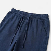 Men's Loose Fit Linen Trousers – Breathable Summer Pants with Elasticated Waistband for Comfort
