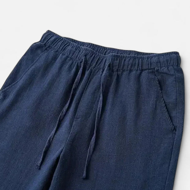 Men's Loose Fit Linen Trousers – Breathable Summer Pants with Elasticated Waistband for Comfort