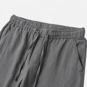 Men's Loose Fit Linen Trousers – Breathable Summer Pants with Elasticated Waistband for Comfort