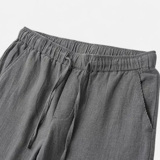Men's Loose Fit Linen Trousers – Breathable Summer Pants with Elasticated Waistband for Comfort