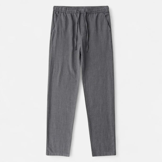 Men's Loose Fit Linen Trousers – Breathable Summer Pants with Elasticated Waistband for Comfort
