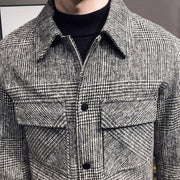 Men's Plaid Wool Jacket with Utility Pockets – Tailored Fit for Versatile Styling and Comfort