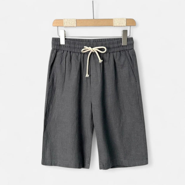 Men's Relaxed Fit Linen Shorts – Lightweight Breathable Summer Comfort, Adjustable Waistband, Mid-Thigh Length, Available in Stone, Navy, Sage