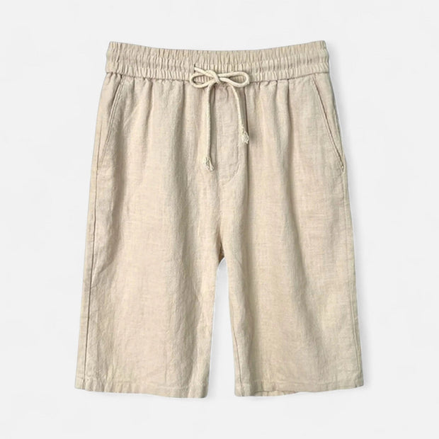 Men's Relaxed Fit Linen Shorts – Lightweight Breathable Summer Comfort, Adjustable Waistband, Mid-Thigh Length, Available in Stone, Navy, Sage