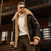 Men's Shearling Aviator Jacket in Faux Leather – Stylish Winter Outerwear for Men