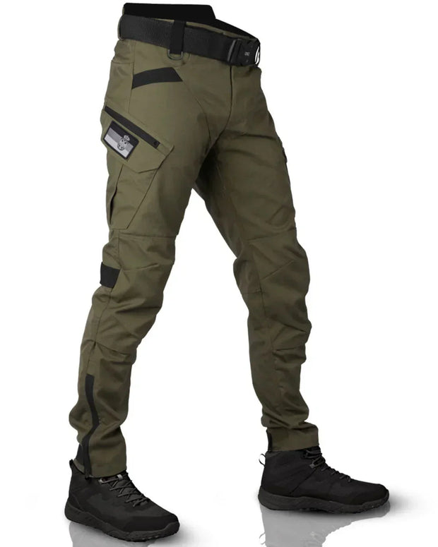Men's Tactical Cargo Pants - Durable Black Polyester Trousers with Adjustable Fit