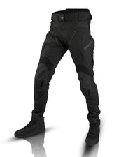 Men's Tactical Cargo Pants - Durable Black Polyester Trousers with Adjustable Fit