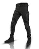 Men's Tactical Cargo Pants - Durable Black Polyester Trousers with Adjustable Fit