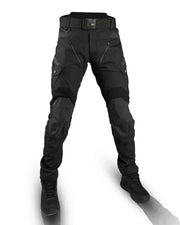 Men's Tactical Cargo Pants - Durable Black Polyester Trousers with Adjustable Fit