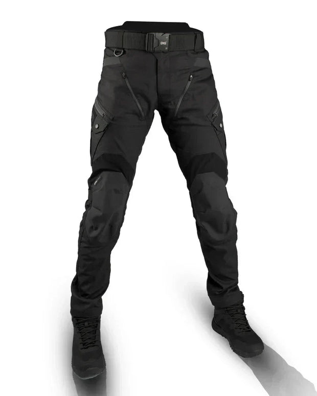 Men's Tactical Cargo Pants - Durable Black Polyester Trousers with Adjustable Fit
