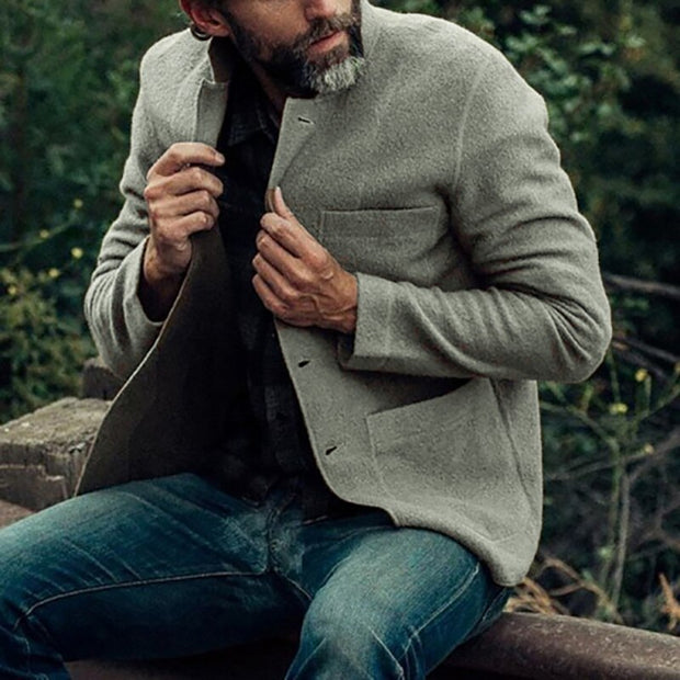 Men's Wool Knit Jacket - Tailored Cardigan Style with Oversized Pockets for Warmth and Comfort
