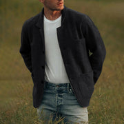 Men's Wool Knit Jacket - Tailored Cardigan Style with Oversized Pockets for Warmth and Comfort