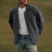 Men's Wool Knit Jacket - Tailored Cardigan Style with Oversized Pockets for Warmth and Comfort