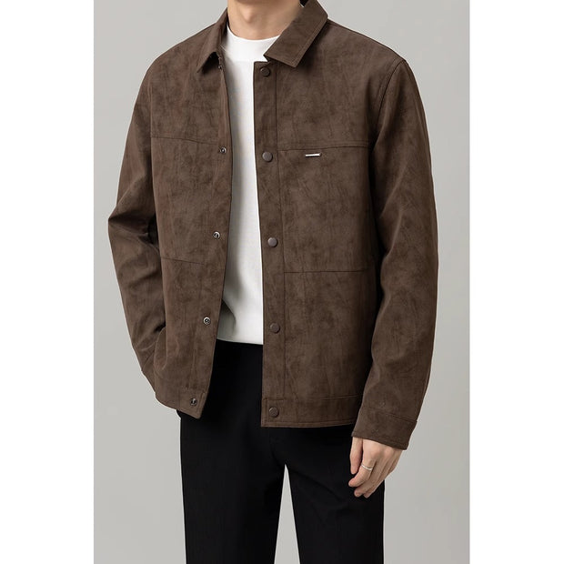 Midtown Suede Button Jacket - Luxurious Soft Texture, Tailored Fit, Lightly Structured Collar for Modern Style