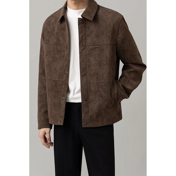 Midtown Suede Button Jacket - Luxurious Soft Texture, Tailored Fit, Lightly Structured Collar for Modern Style