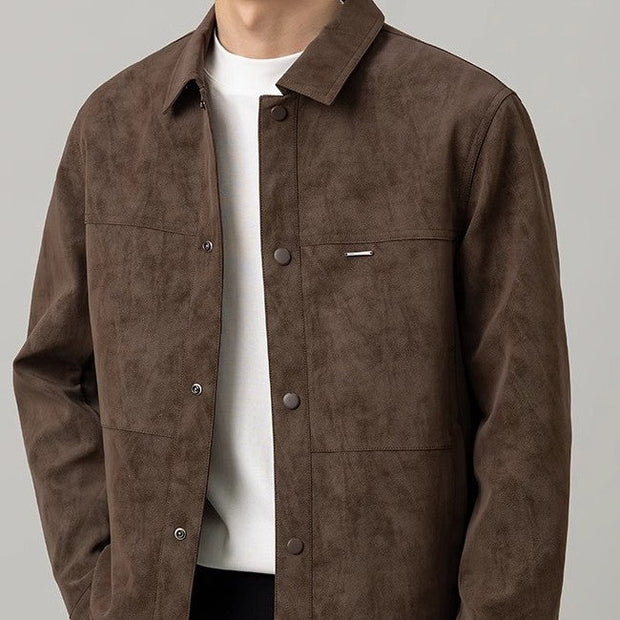 Midtown Suede Button Jacket - Luxurious Soft Texture, Tailored Fit, Lightly Structured Collar for Modern Style