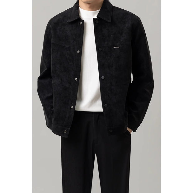 Midtown Suede Button Jacket - Luxurious Soft Texture, Tailored Fit, Lightly Structured Collar for Modern Style
