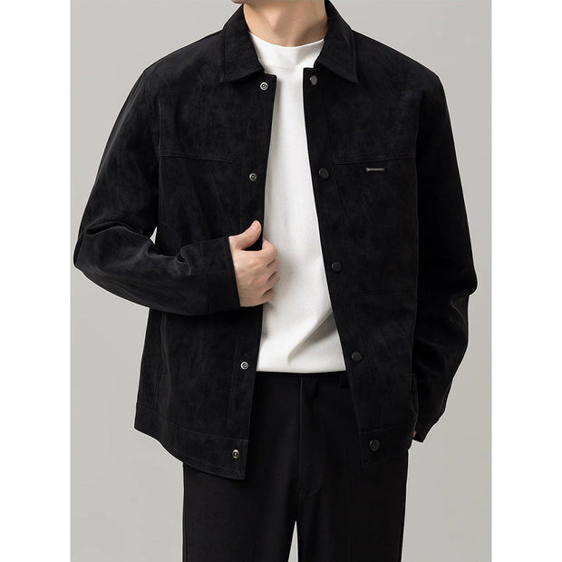 Midtown Suede Button Jacket - Luxurious Soft Texture, Tailored Fit, Lightly Structured Collar for Modern Style