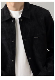 Midtown Suede Button Jacket - Luxurious Soft Texture, Tailored Fit, Lightly Structured Collar for Modern Style