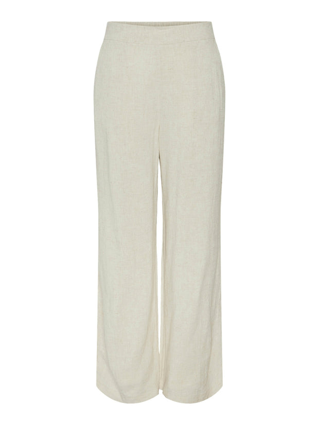 Oatmeal Linen Trousers for Women – Comfortable Casual Pants, Breathable Fabric, Versatile Style