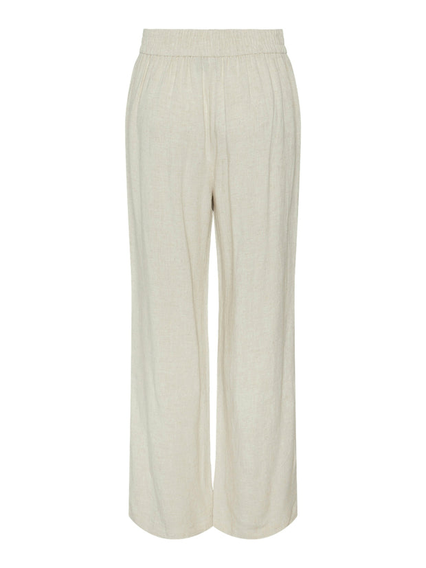 Oatmeal Linen Trousers for Women – Comfortable Casual Pants, Breathable Fabric, Versatile Style