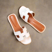 H Women's Sandals - Elegant Summer Mules Made of Comfortable PU Leather-Cramta