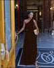 One Shoulder Pleated Maxi Dress – Handmade Slim Fit Evening Wear in High-Quality Polyester, Available in Multiple Sizes-Cramta