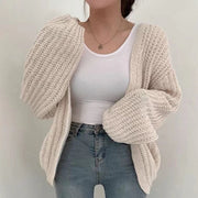 Oversized Chunky Knit Cardigan for Women with Balloon Sleeves – Cozy Layering Essential Womens Jumper