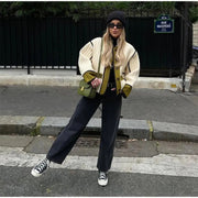 Quilted Jacket with Contrast Piping – Stylish Layer for Everyday Elegance