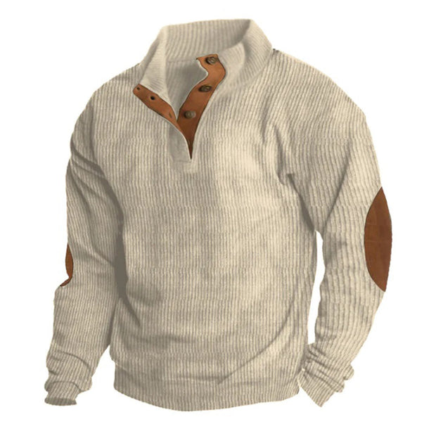 Men's Ribbed Velvet Pullover - Elegant Style and Warm Comfort for Winter-Cramta