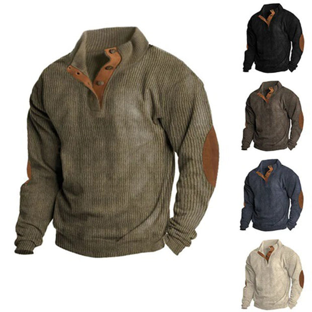 Men's Ribbed Velvet Pullover - Elegant Style and Warm Comfort for Winter-Cramta