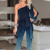 Retro One-Arm Disco Outfit for Women, Ombre Pants, Stylish 70s Inspired Design for Parties and Events-Cramta