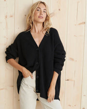 Ribbed Button Cardigan for Women - Soft V-Neck Knit Sweater with Relaxed Fit