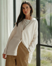 Ribbed Button Cardigan for Women - Soft V-Neck Knit Sweater with Relaxed Fit