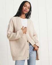 Ribbed Button Cardigan for Women - Soft V-Neck Knit Sweater with Relaxed Fit