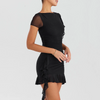 Ruffle Two Piece Set for Women - Stylish Crop Top and Mini Skirt Matching Co Ord Set-Cramta