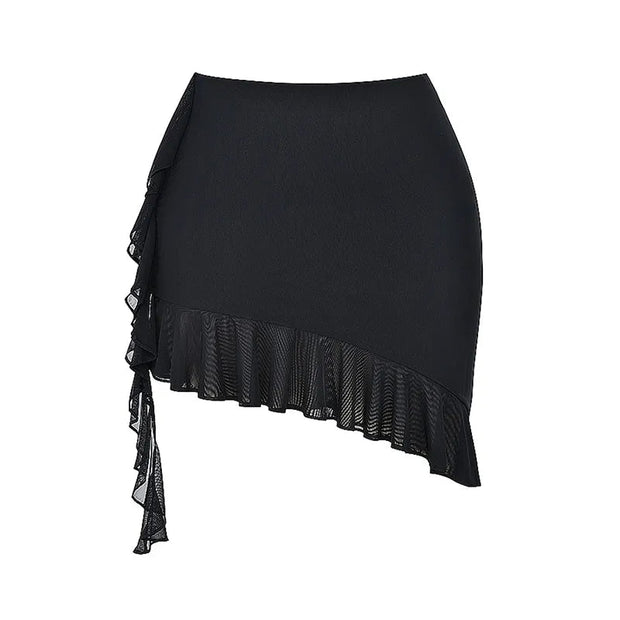 Ruffle Two Piece Set for Women - Stylish Crop Top and Mini Skirt Matching Co Ord Set-Cramta