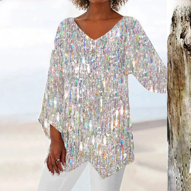 Top Avelina – Elegant with Print and V-Neck for Unmatched Comfort and Style-Cramta