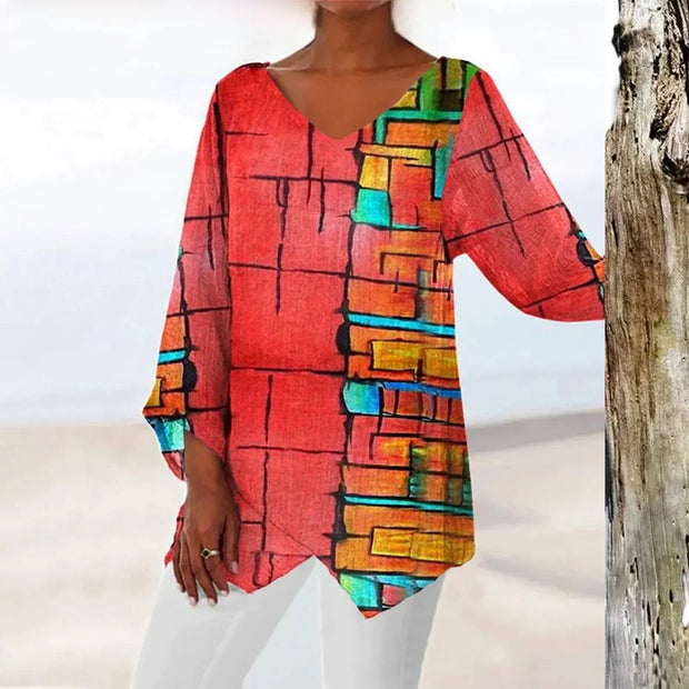 Top Avelina – Elegant with Print and V-Neck for Unmatched Comfort and Style-Cramta