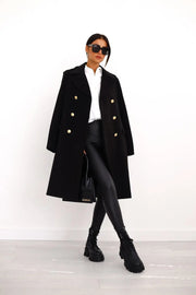 AURELIA – Long Wool Coat with Double Breasted Buttoning, Classic Elegance and Timeless Sophistication-Cramta